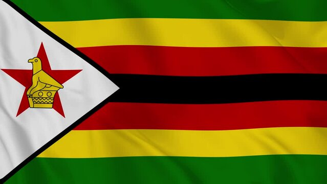 Republic of Zimbabwe realistic waving flag. smooth seamless loop 4k video