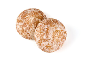 Classic gingerbread cookies isolated on white background.