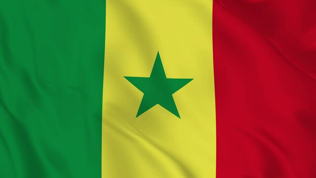 Republik Senegal realistic waving flag. smooth seamless loop 4k video