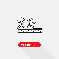 Demolition linear Icon, Outline Demolition Logo Vector Illustration Eps10