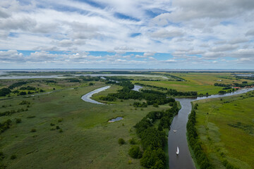 Naklejka premium Aerial summer beautiful view of The Aukštumala raised bog swamp, Lithuania