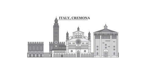 Italy, Cremona city skyline isolated vector illustration, icons - obrazy, fototapety, plakaty