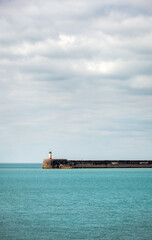 Newheaven Breakwater Lighthouse in the day time, East Sussex, South East England