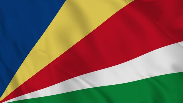 Republic of Seychelles realistic waving flag. smooth seamless loop 4k video