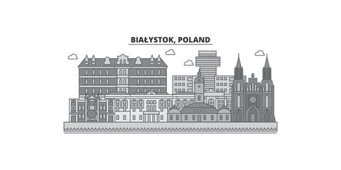 Poland, Bialystok city skyline isolated vector illustration, icons