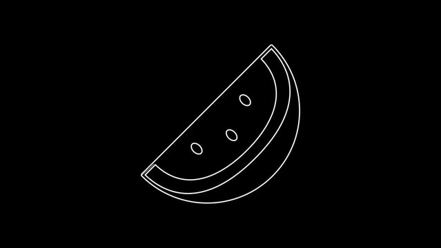 White line Casino slot machine with watermelon symbol icon isolated on black background. Gambling games. 4K Video motion graphic animation