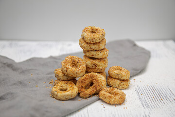 sesame shortbread bagel. candle bagels.