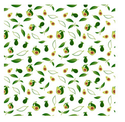 seamless pattern of avocado and its leaves