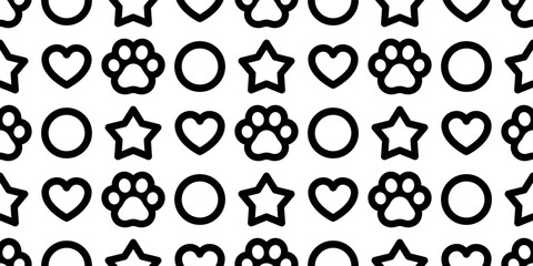 Obraz premium dog paw seamless pattern footprint polka dot heart star vector french bulldog pet puppy breed cartoon doodle repeat wallpaper tile background scaf isolated illustration design