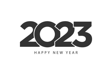 Simple style lines happy new year 2023 black white theme - obrazy, fototapety, plakaty