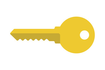 Key icon for lock and open door in house. Safety and security protection symbol.