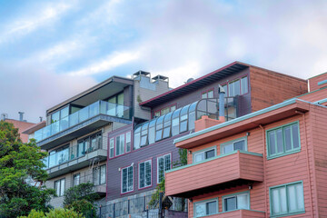 Multi-storey houses with balconies in San Francisco, California