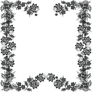 Black Floral Decorated Frame Shape Ornament