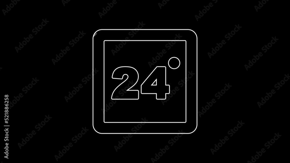 Wall mural White line Thermostat icon isolated on black background. Temperature control. 4K Video motion graphic animation