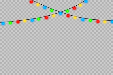 garland lamp. Festive banner design. Holiday greeting. Stock image. EPS 10.