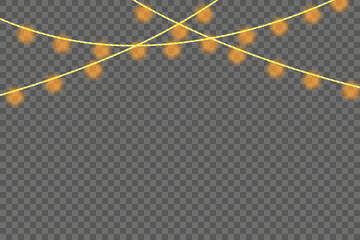 garland lamp. Festive banner design. Holiday greeting. Stock image. EPS 10.