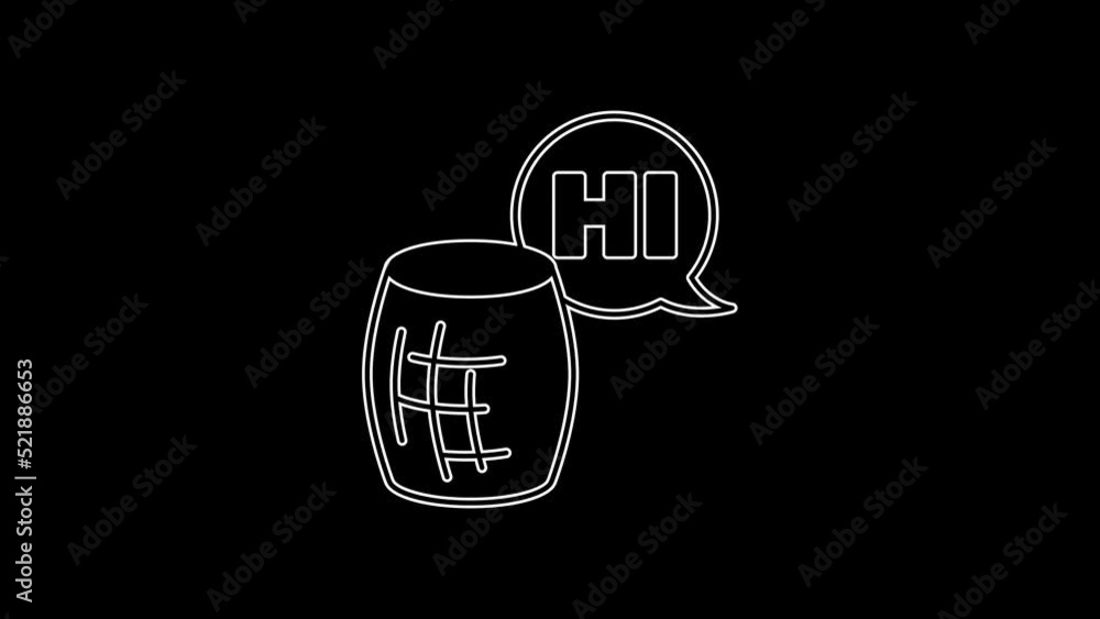 Poster white line voice assistant icon isolated on black background. voice control user interface smart spe