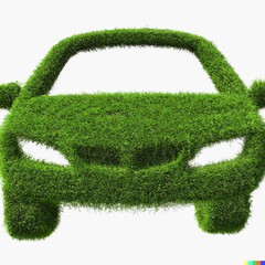 Environmentally friendly car concept, car made out of grass illustration
