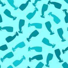 Cartoon silhouette seamless spray bottle washing pattern for Covid-19 accessories and wrapping paper