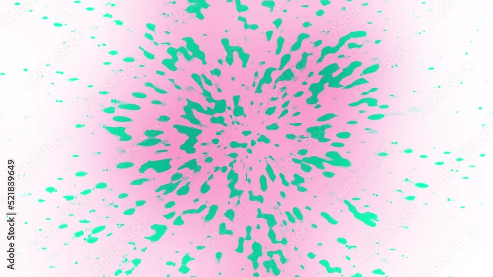 Poster explosion of colored flowered splash particles loop background