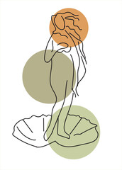 Abstract hand drawing vector with geometric shapes and stripes inspired by the Venus painting © Melek