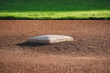 Second base bag on baseball field - obrazy, fototapety, plakaty