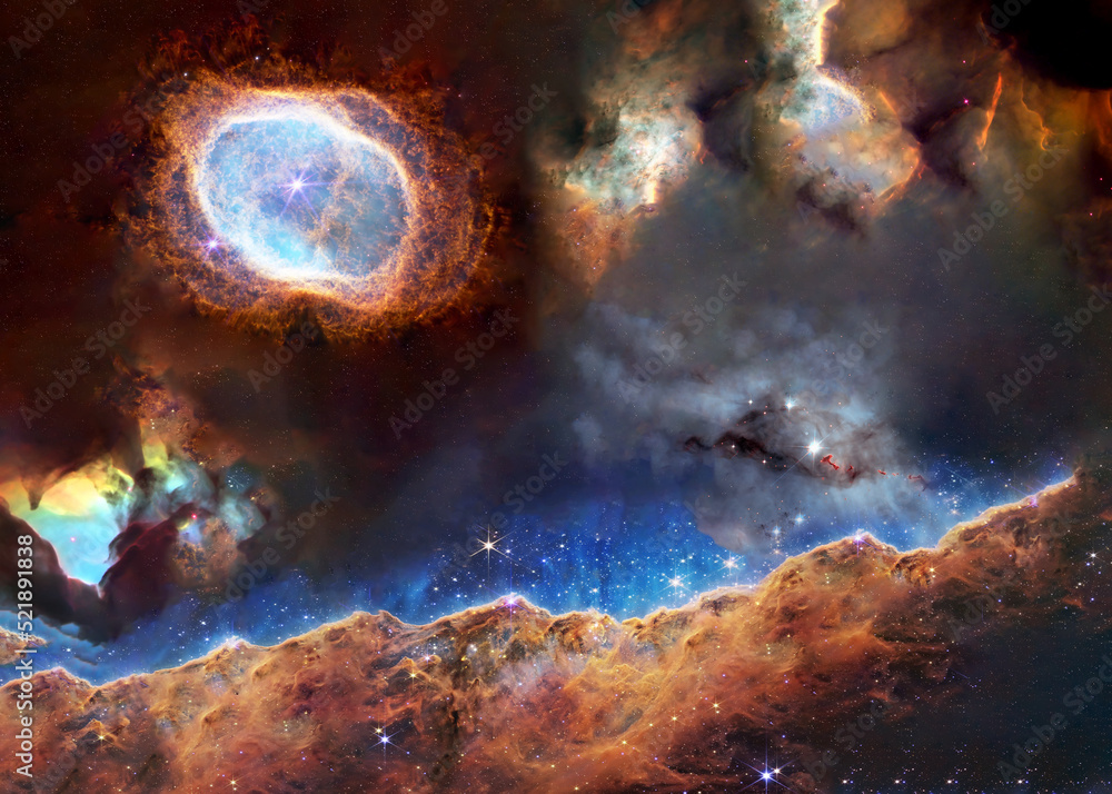 Wall mural somewhere in extreme deep space far galaxies and stardust. science fiction. elements of this image w