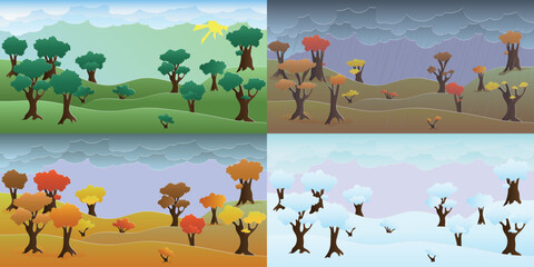 set of backgrounds with the seasons.