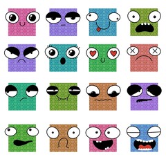 Set emotions monster with smile for stickers and kids and notebooks and wrapping paper and Halloween accessories © Tetiana