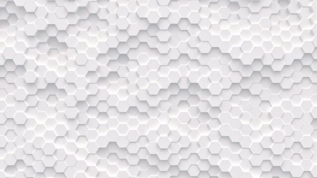 Abstract motion background from random moving hexagons, seamless loop animation