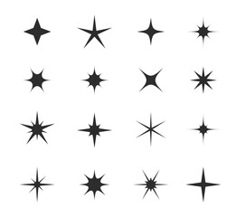Sparkle, star burst and twinkle icons. Shine, glitter, flash or flare vector light effects of bright stars with glowing rays and sparks. Isolated signs of magic twinkles, starburst explosion, firework