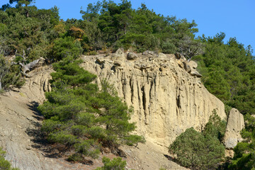 Ravine cliff in Anastasia canyon near Novyj Svet location, Crimea.