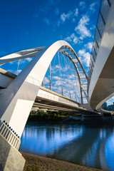 Abstract geometry and shapes of Walterdale Bridge over North Saskatchewan River in Alberta, Canada