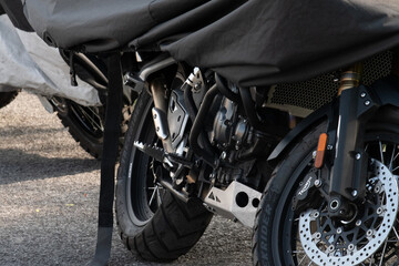 close up of a black suzuki motorcycle