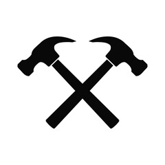 Hammers crossed vector illustration, Crossed hammers silhouette, Carpentry logo, carpenter symbol
