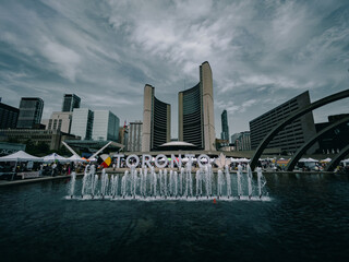 city hall at nathan phillip square in downtown Toronto
