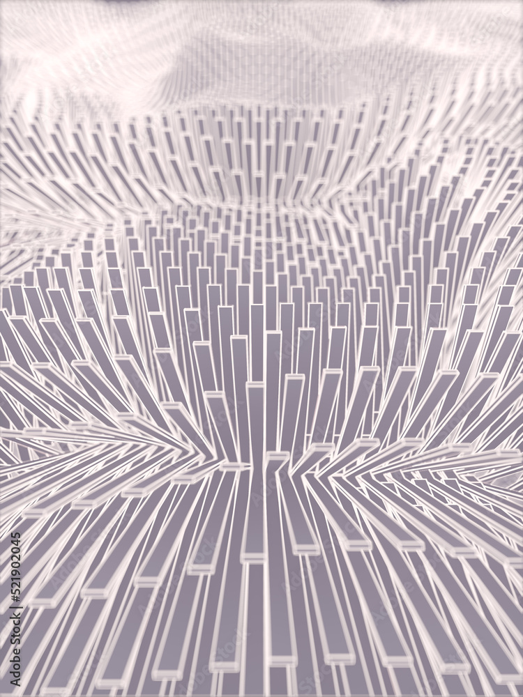 Aufkleber Infinite wavy field of many simple geometric shapes. Abstract background. 3d rendering digital illustration