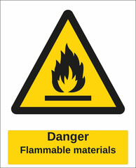 hazard warning sign flammable material