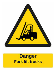 hazard warning sign forklift trucks and industrial vehicle