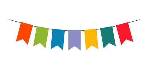 Colorful ribbon flags decoration for holiday or birthday vector illustration isolated