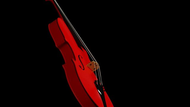 Rolling red classic violin under black background. Concept video of symphony orchestra, classical music concerts and composing activities.