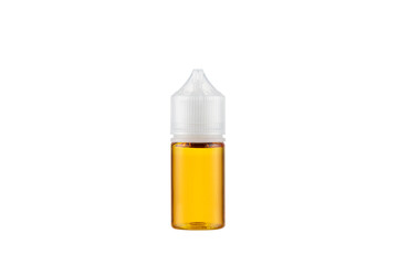Bottle of liquid for electronic cigarette isolated on a white background.