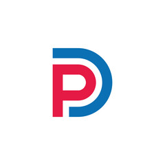 letter pd simple geometric colorful logo vector