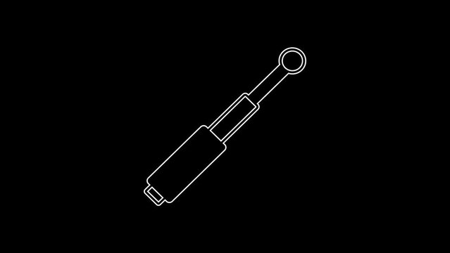 White line Telescopic baton icon isolated on black background. 4K Video motion graphic animation