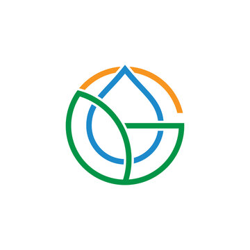 letter g nature leaf water sun symbol logo vector