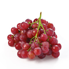 Red grape with leaf isolated on white background