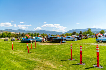 A suburban car show and fair in a city park in the city of Liberty Lake, a suburb of Spokane Washington, USA