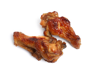 Delicious fried chicken wings isolated on white background