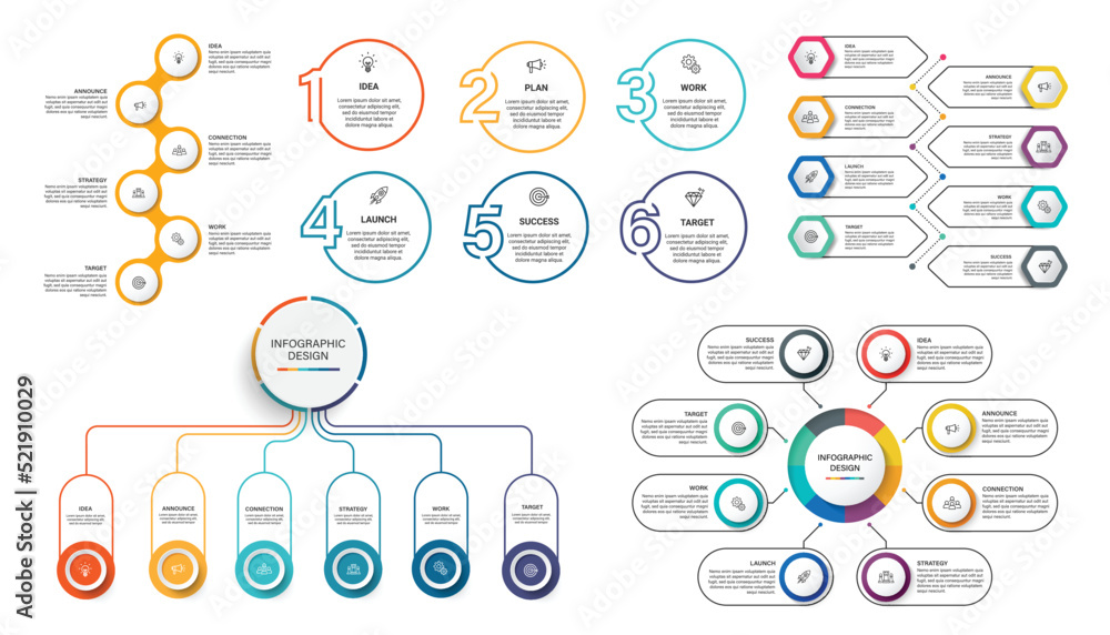 Poster collection of business infographic design template with options, steps or processes. can be used for