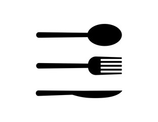 Spoon, fork and knife symbol illustration